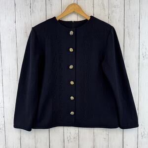 VTG Castleberry Embroidered Gold Bee Hive Buttons Knit Sweater Plus Size 14